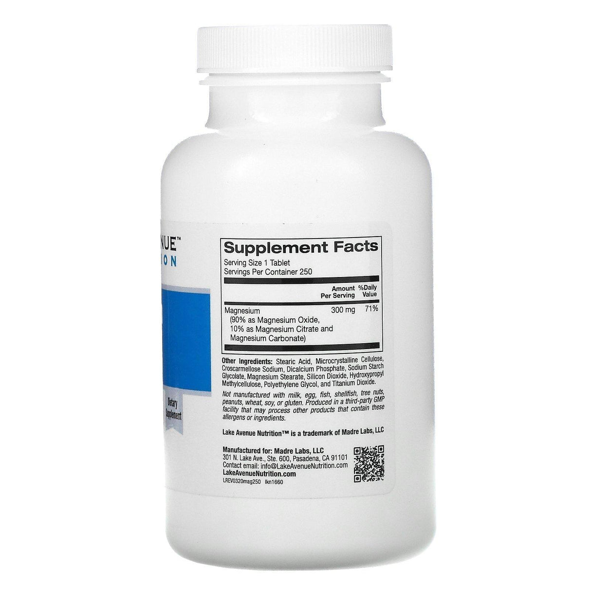 Lake Avenue Nutrition, Magnesium Complex, 300 mg, 250 Tablets - Supply Center USA