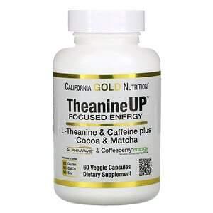 California Gold Nutrition, TheanineUP Focused Energy, L-Theanine & Caffeine, 60 Veggie Capsules - Supply Center USA