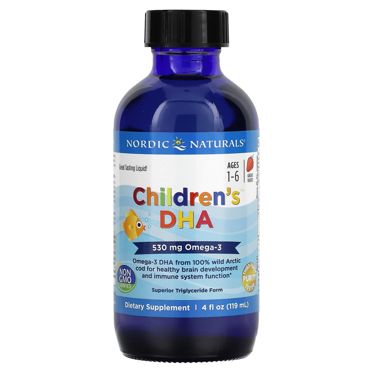 Nordic Naturals, Children's DHA, Ages 1-6, Strawberry, 530 mg, 4 fl oz (119 ml) - Supply Center USA