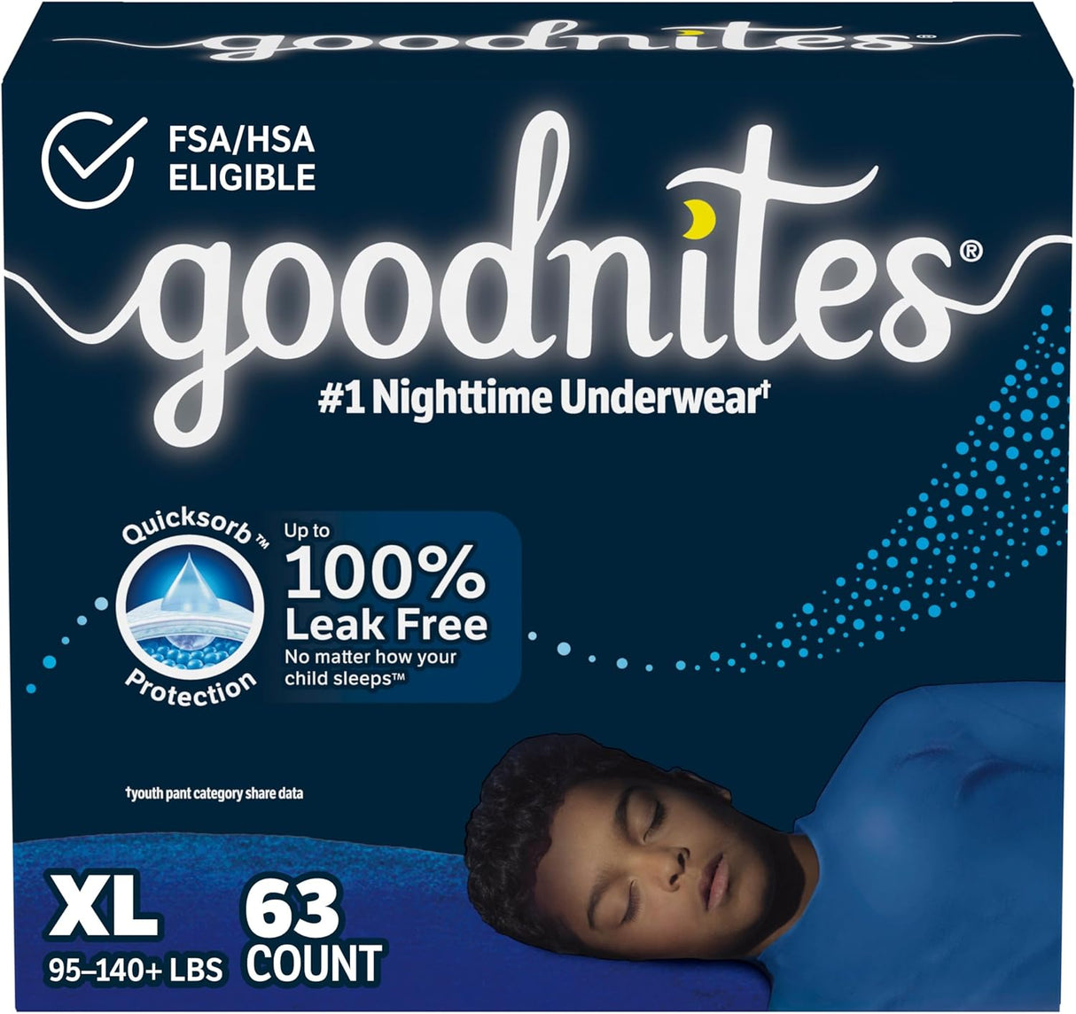 Goodnites Boys' Nighttime Bedwetting Underwear, Size S/M (43-68 Lbs), 44 Ct (2 Packs of 22), Packaging May Vary