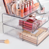 Vtopmart 3 Tier Clear Makeup Organizer with Drawer, Cosmetic Storage for Dresser Countertop and Bathroom Vanity, Beauty Holder for Lipstick Brush Skincare