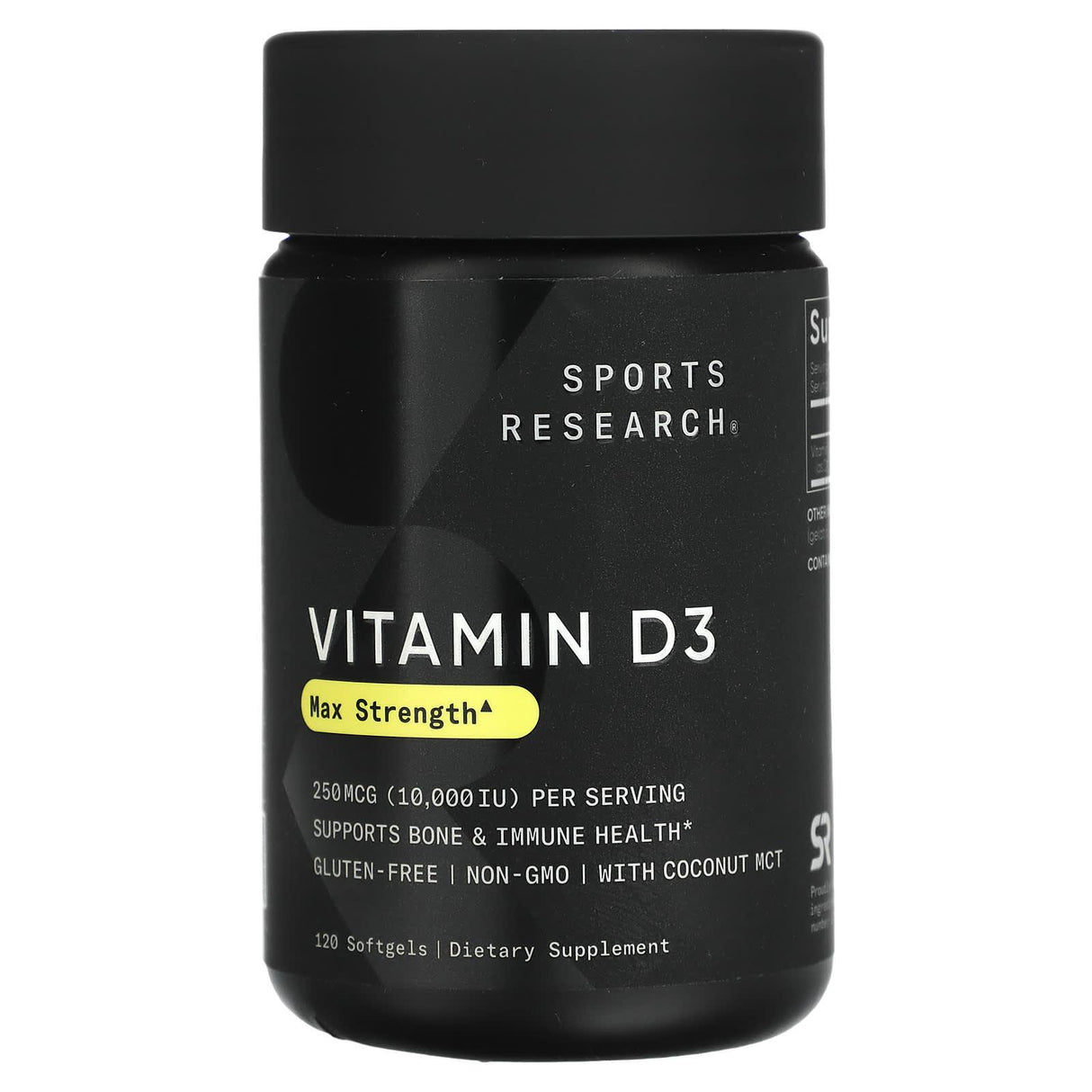 Sports Research, Vitamin D3, Max Strength, 250 mcg (10,000 IU), 120 Softgels - Supply Center USA