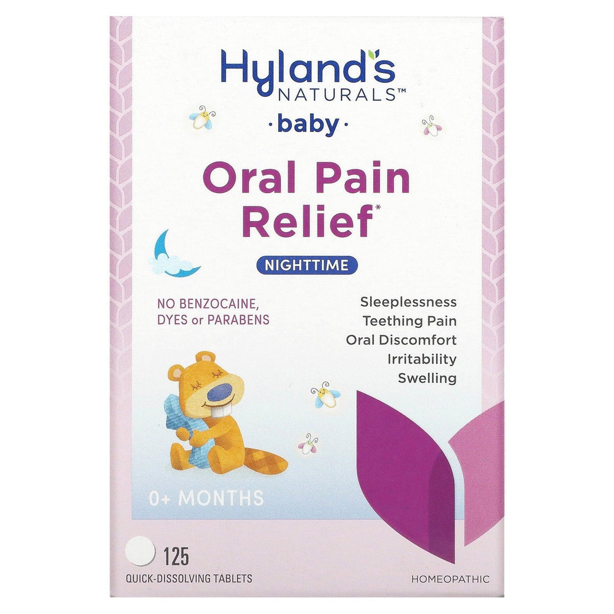 Hyland's Naturals, Baby, Oral Pain Relief, Nighttime, 0+ Months, 125 Quick-Dissolving Tablets - Supply Center USA