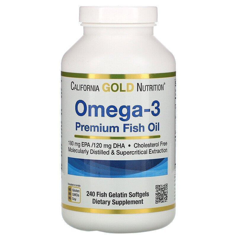 California Gold Nutrition, Omega-3, Premium Fish Oil, 240 Fish Gelatin Softgels - Supply Center USA