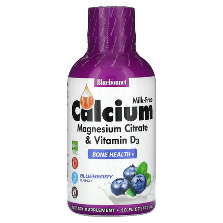 Bluebonnet Nutrition, Liquid Calcium Magnesium Citrate & Vitamin D3, Blueberry, 16 fl oz (473 ml) - Supply Center USA