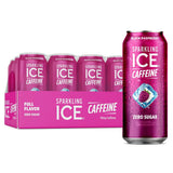 Sparkling Ice Caffeine Black Raspberry Sparkling Water with Caffeine, Zero Sugar, with Antioxidants and Vitamins,16 Fl Oz Cans (Pack of 12)