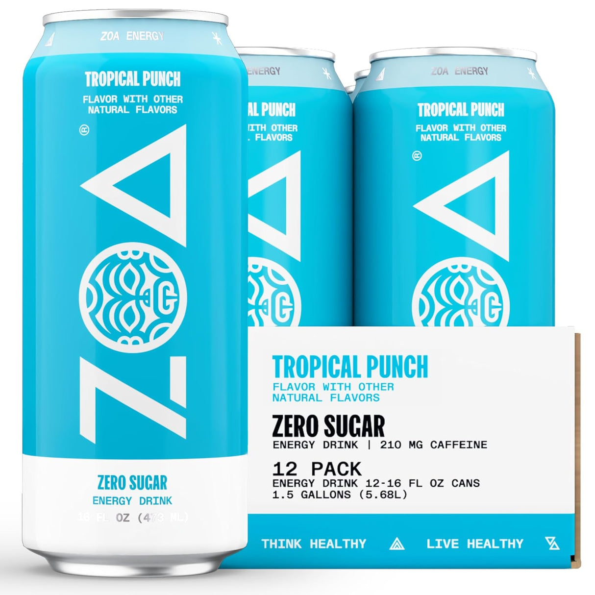 ZOA Zero Sugar Energy Drinks, Variety Pack - Sugar Free with Electrolytes, Healthy Vitamin C, Amino Acids, Essential B-Vitamins, and Caffeine from Green Tea - 12 Fl Oz (12-Pack)