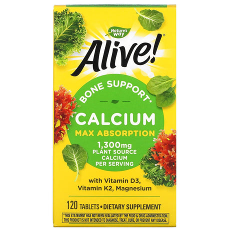 Nature's Way, Alive!, Calcium, Bone Support, 325 mg, 120 Tablets - Supply Center USA