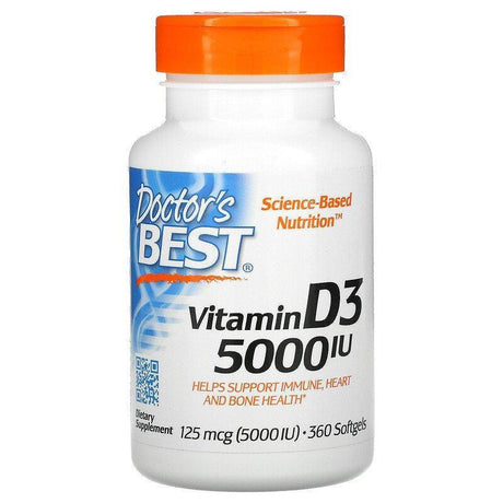 Doctor's Best, Vitamin D3, 125 mcg (5000 IU), 360 Softgels - Supply Center USA