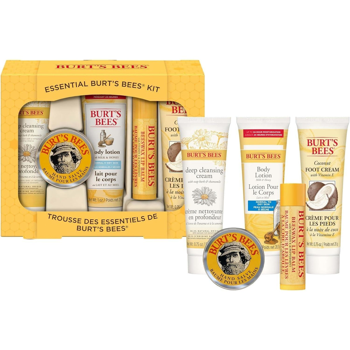 Burt'S Bees Teacher Appreciation & Graduation Gifts Ideas - Essential Everyday Beauty Set, 5 Travel Size Products - Deep Cleansing Cream, Hand Salve, Body Lotion, Foot Cream and Lip Balm - Supply Center USA