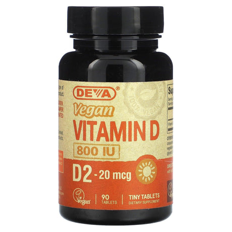 Deva, Vegan Vitamin D2, 20 mcg (800 IU), 90 Tablets - Supply Center USA