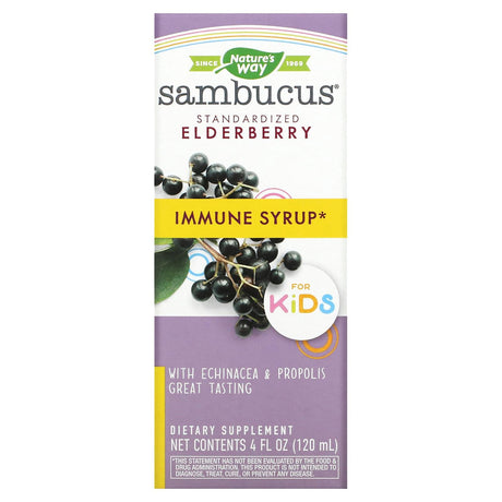 Nature's Way, Sambucus for Kids, Standardized Elderberry, Immune Syrup, 4 fl oz (120 ml) - Supply Center USA