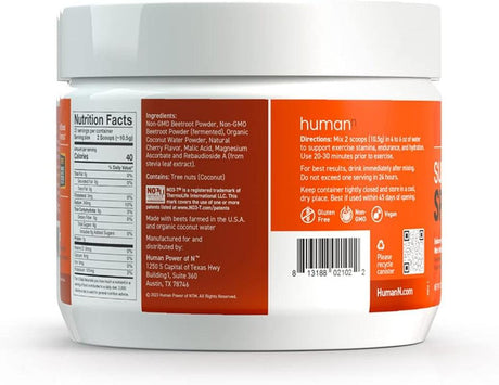 Humann Superbeets Sport Pre Workout Powder – NSF Certified for Sport – Caffeine Free Energy – Nitric Oxide Supplement – Creatine & Stimulant Free – Wild Cherry Flavor, 20 Servings - Supply Center USA