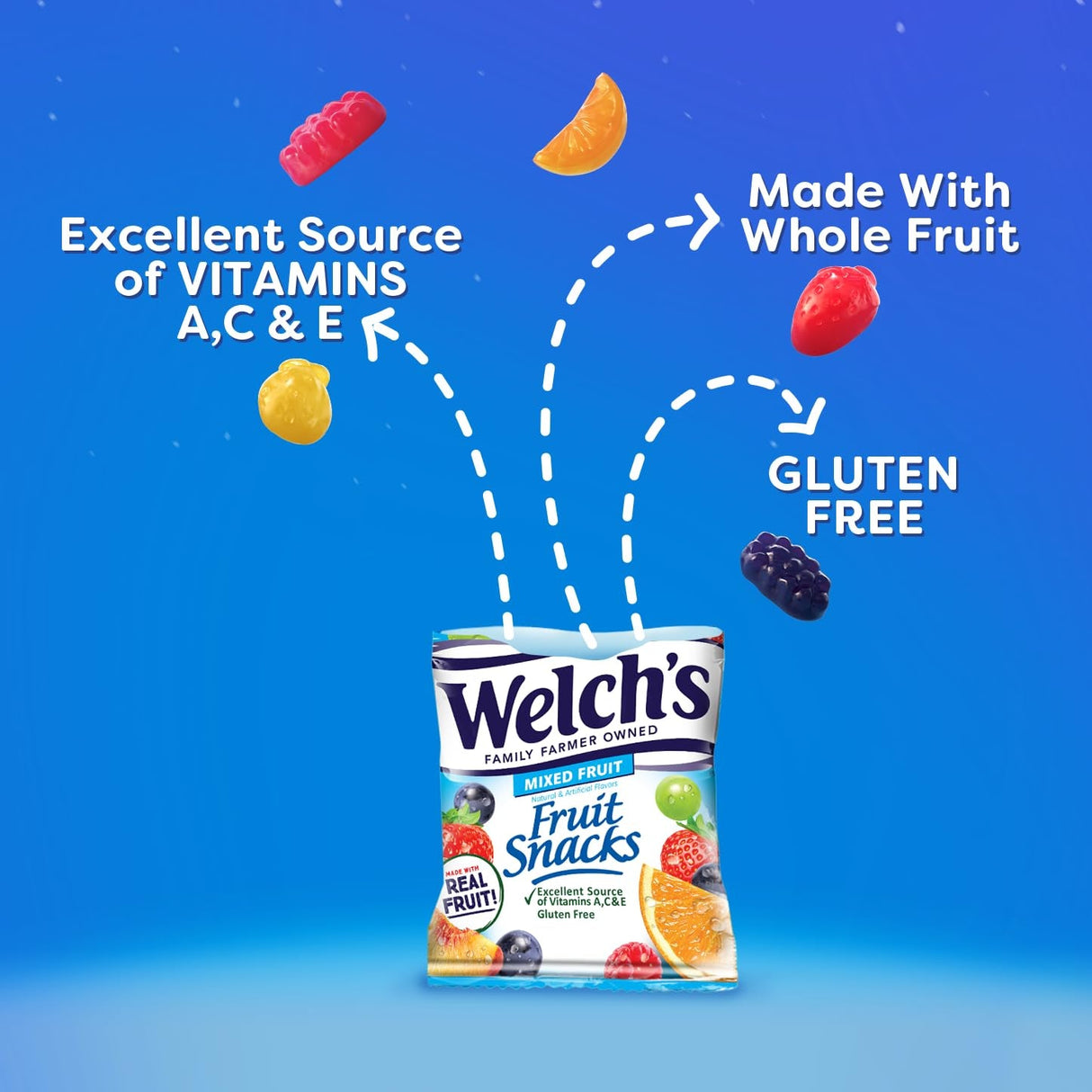 Welch’S Fruit Snacks, Mixed Fruit, Perfect Stocking Stuffer, Bulk Pack, Gluten Free, Individual Single Serve Bags, 0.8 Oz (Pack of 40)