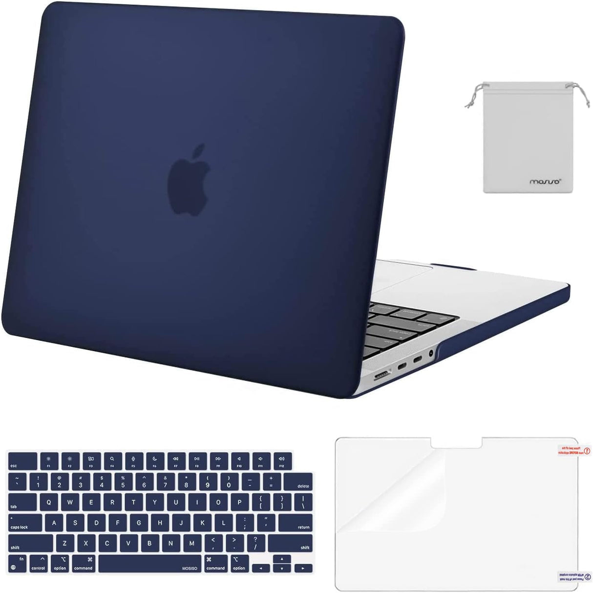 MOSISO Compatible with Macbook Pro 14 Inch Case 2024 2023 2022 2021 M4 M3 M2 M1 Pro Max A3112 A3185 A3401 A2918 A2992 A2779 A2442, Plastic Hard Shell&Keyboard Cover&Screen Film&Pouch, Black