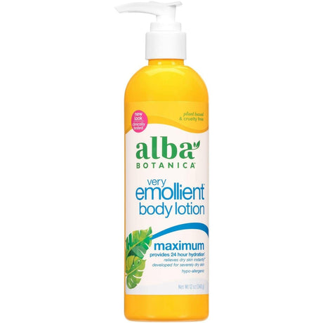 Alba Botanica Very Emollient Body Lotion, Maximum Dry Skin Formula, 32 Oz - Supply Center USA