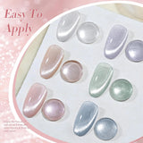 Born Pretty Cat Magnetic Eye Gel Nail Polish, Holographic Glitter Milky Jelly Cat Magnetic Gel Blue Green Purple Pink Nude Silver Nail Art Gel Manicure Salon DIY Gifts 7ML 6PCS