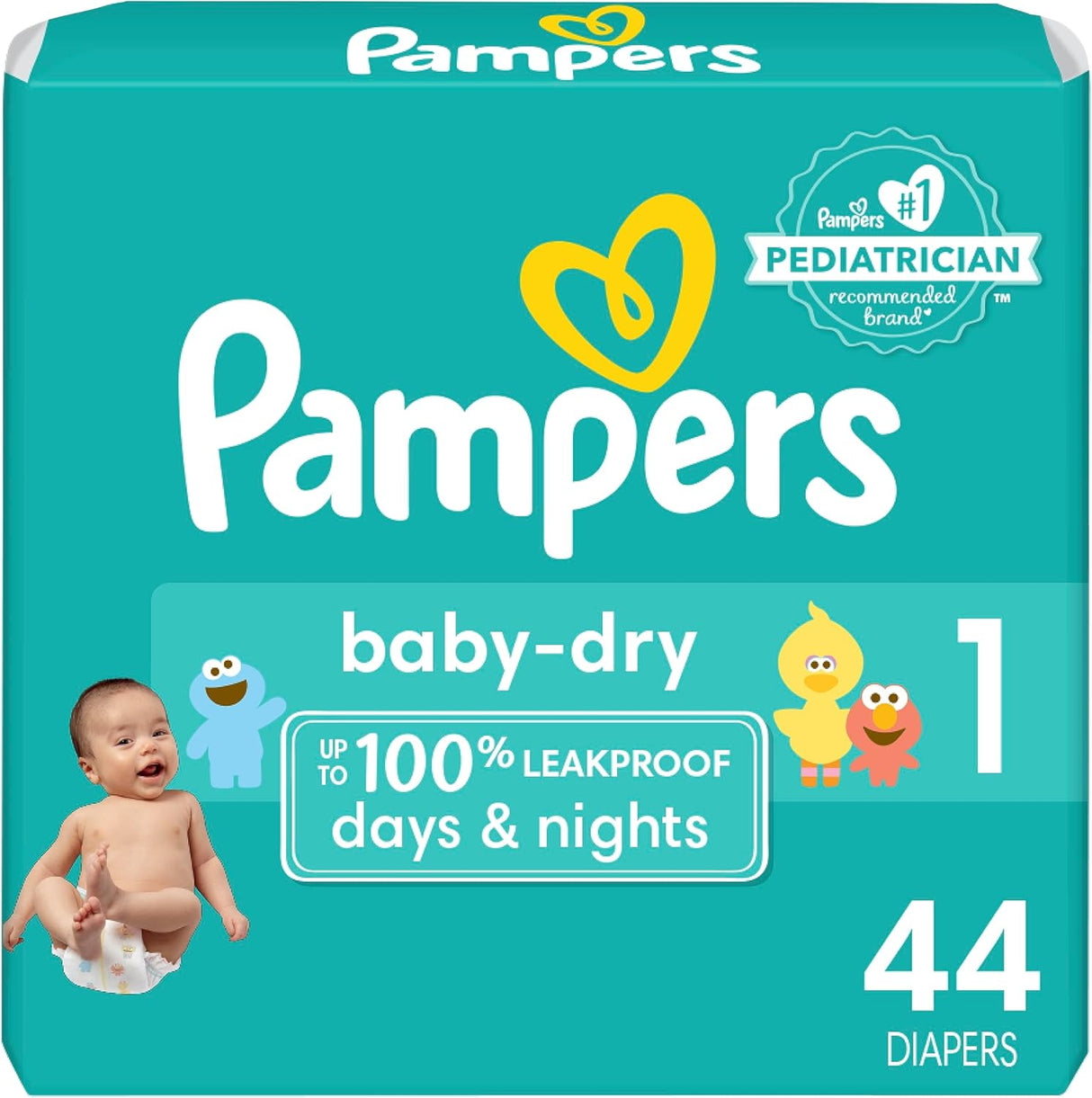 Pampers Baby Dry Diapers - Size 1, 120 Count, Absorbent Disposable Diapers