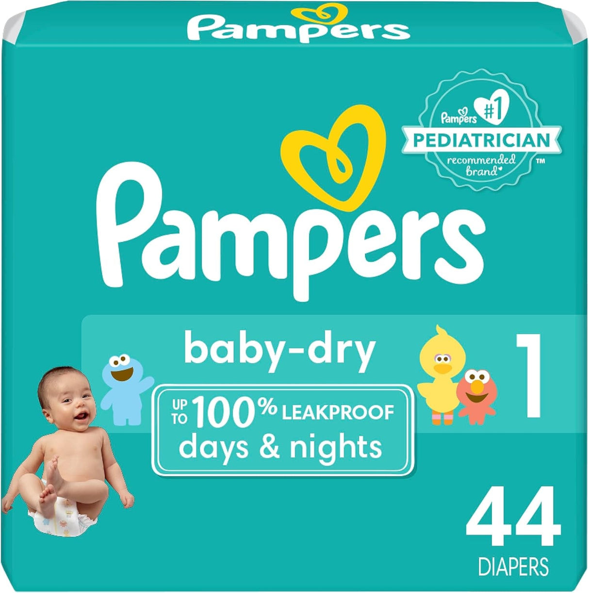 Pampers Baby Dry Diapers - Size 1, 120 Count, Absorbent Disposable Diapers