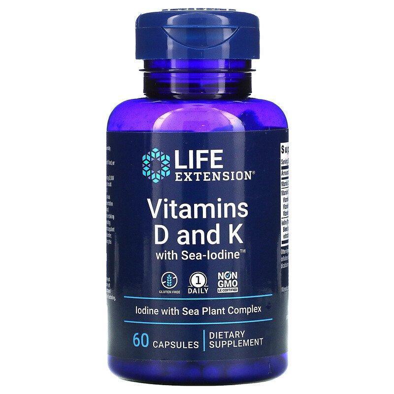 Life Extension, Vitamins D and K with Sea-Iodine, 60 Capsules - Supply Center USA