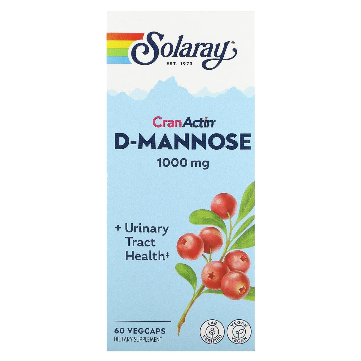 Solaray, CranActin D-Mannose, Urinary Tract Health, 1,000 mg, 60 VegCaps - Supply Center USA