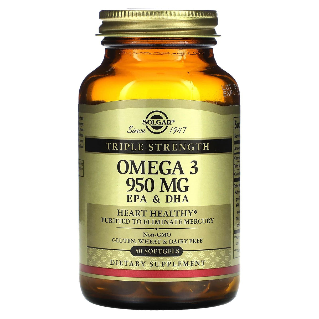 Solgar, Omega-3, EPA & DHA, Triple Strength, 950 mg, 50 Softgels - Supply Center USA