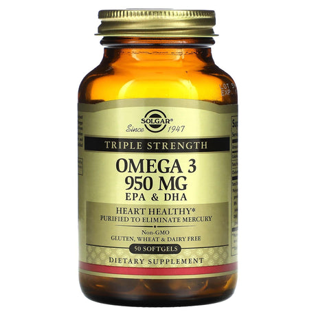 Solgar, Omega 3, EPA & DHA, Triple Strength, 950 mg, 100 Softgels - Supply Center USA