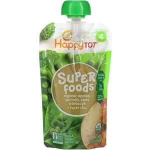 Happy Family Organics, Happytot, Superfoods, Stage 4. Organic Apples, Spinach, Peas & Broccoli + Super Chia, 4.22 oz (120 g) - Supply Center USA