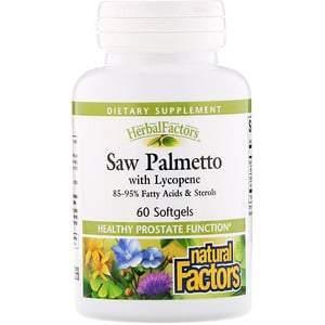 Natural Factors, HerbalFactors, Saw Palmetto with Lycopene, 60 Softgels - Supply Center USA