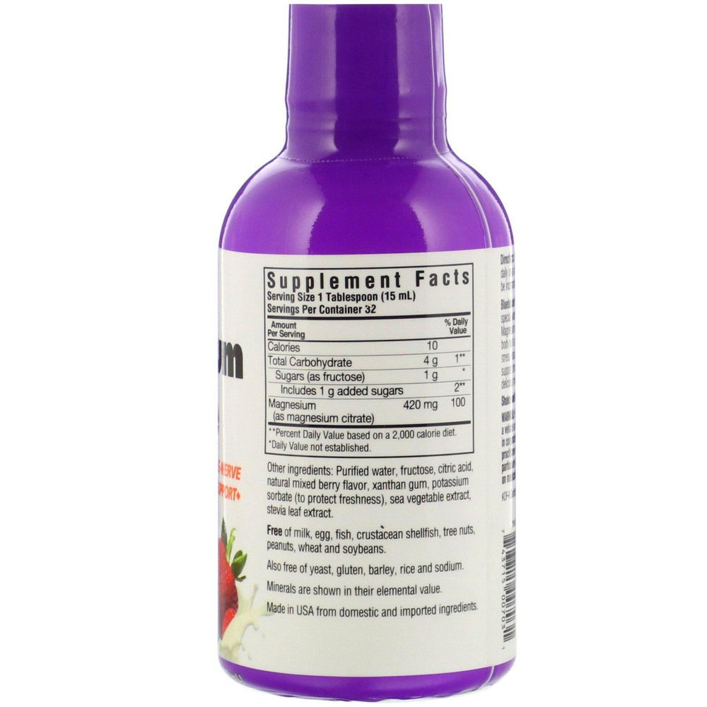 Bluebonnet Nutrition, Liquid Magnesium Citrate, Mixed Berry Flavor, 16 fl oz (472 ml) - HealthCentralUSA