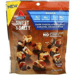 Atkins, Sweet & Salty Snacks, Dark Chocolate Sea Salt Caramel Crunch Bites, 5.29 oz (150 g) - Supply Center USA