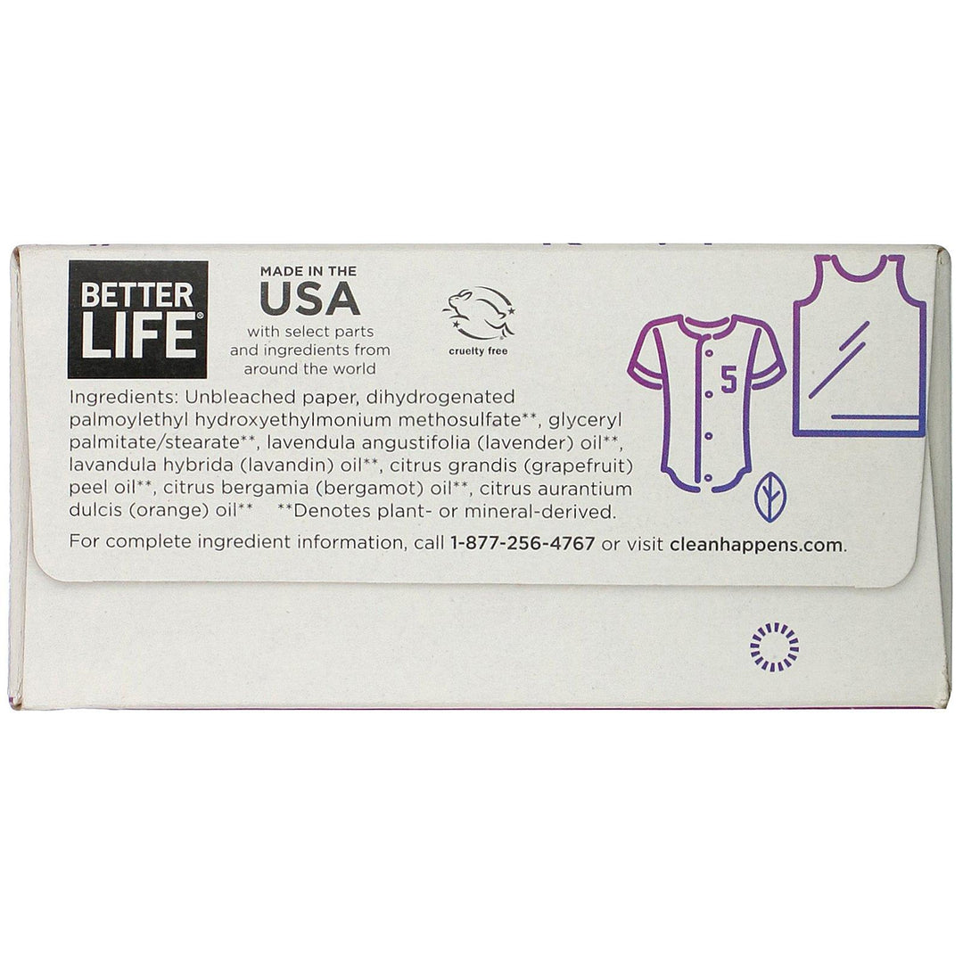 Better Life, Naturally Static-Stomping Dryer Sheets, Lavender Grapefruit, 80 Sheets - HealthCentralUSA