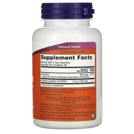 Now Foods, Chitosan Plus Chromium, 500 mg, 120 Veg Capsules - Supply Center USA