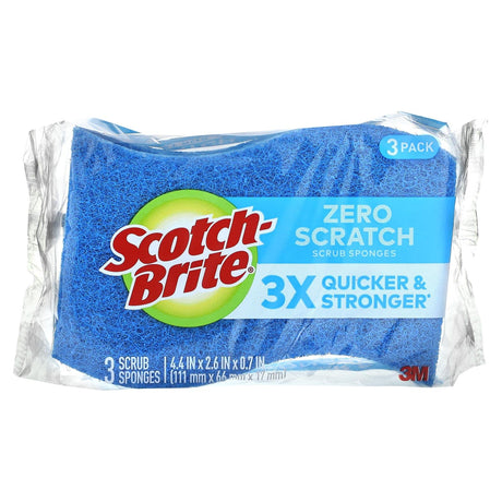 Scotch-Brite, Zero Scratch Scrub Sponges, 3 Sponges - Supply Center USA