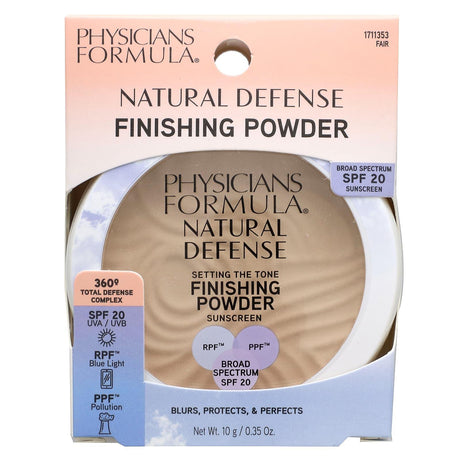 Physicians Formula, Natural Defense, Setting The Tone Finishing Powder, SPF 20, Fair, 0.35 oz (10 g) - Supply Center USA