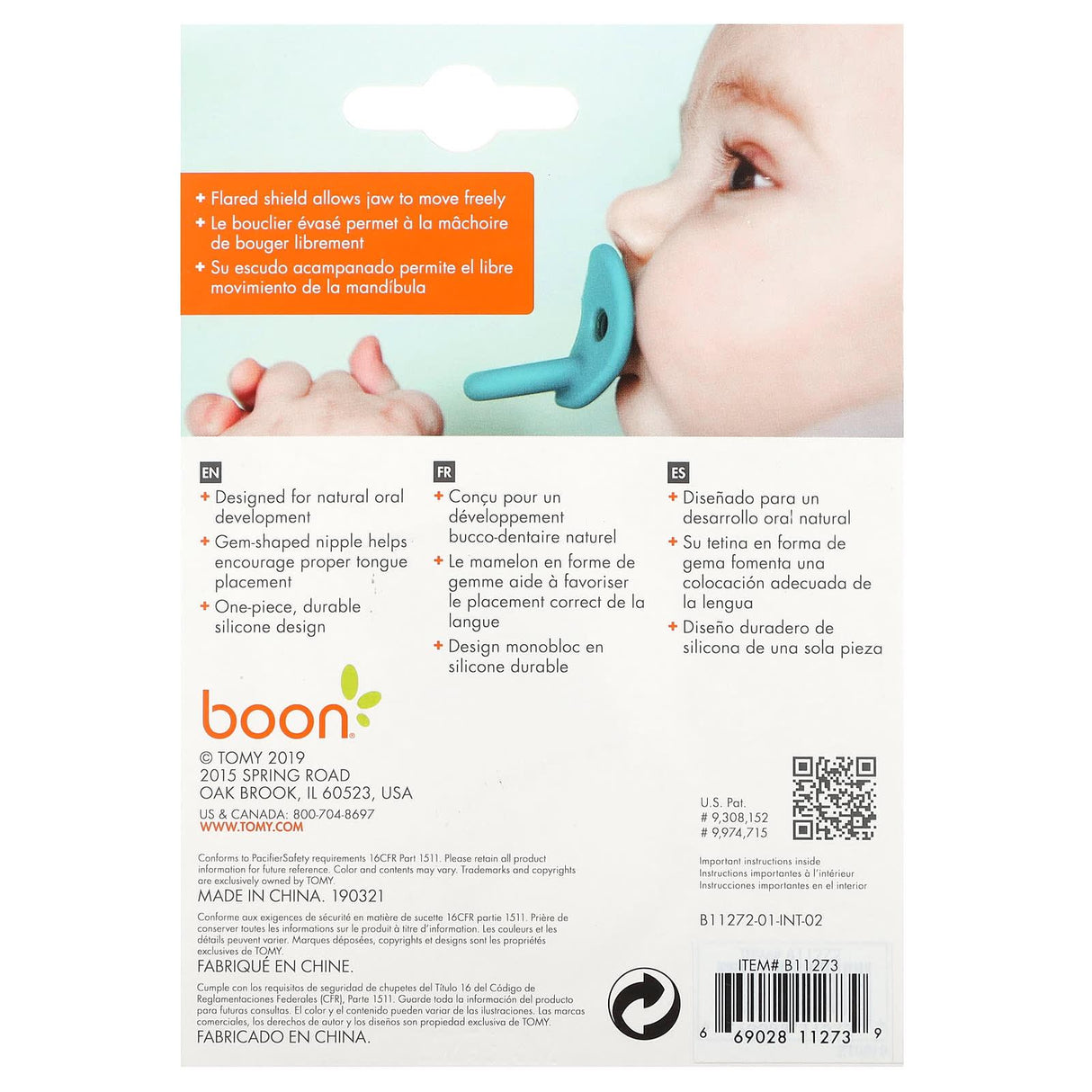 Boon, Jewl, Orthodontic Silicone Pacifier, 3 Month+, 2 Pacifiers - Supply Center USA