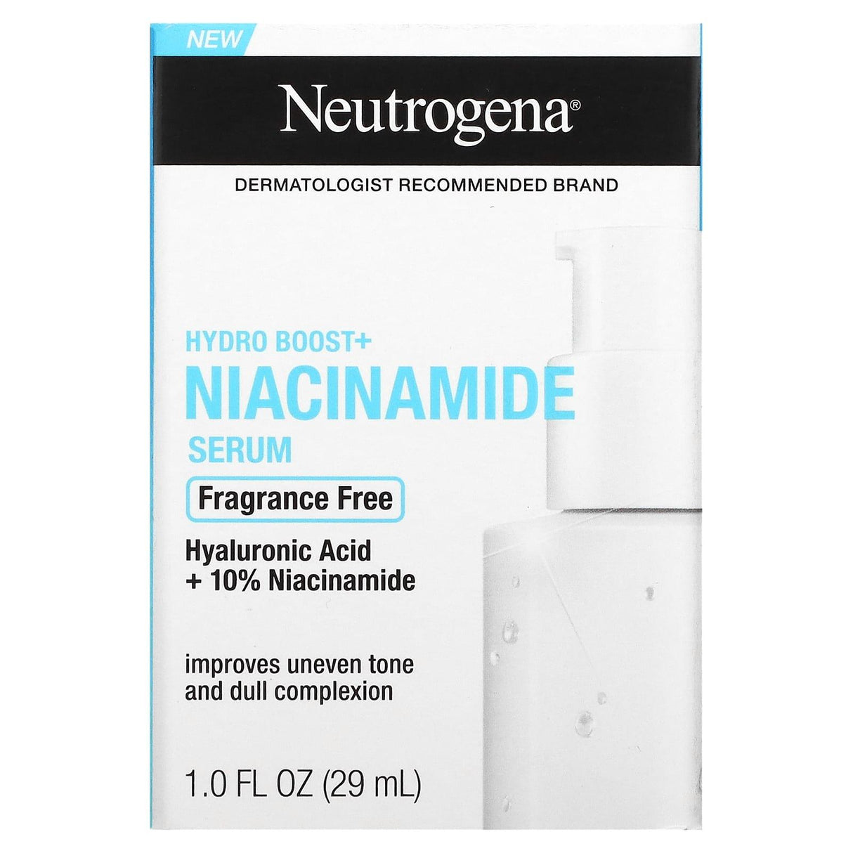 Neutrogena, Hydro Boost + Niacinamide Serum, Fragrance Free , 1.0 fl oz (29 ml) - Supply Center USA