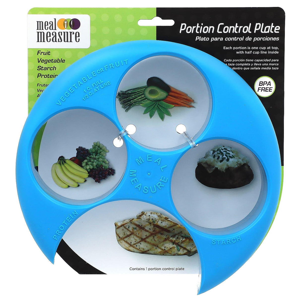 Flents, Meal Measure, Portion Control Plate, Blue, 1 Piece - Supply Center USA