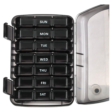 Ezy Dose, Weekly 3X/Day Pill Organizer with Case, Black, 1 Count - Supply Center USA