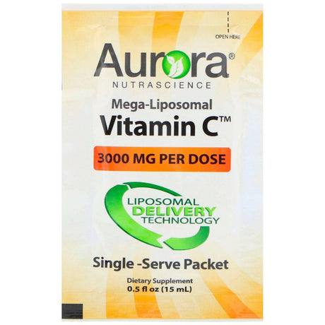 Aurora Nutrascience, Mega-Liposomal Vitamin C, 3,000 mg, 32 Single-Serve Liquid Packets, 0.5 fl oz (15 ml) Each - Supply Center USA