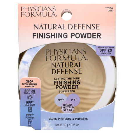 Physicians Formula, Natural Defense, Setting The Tone Finishing Powder, SPF 20, Light, 0.35 oz (10 g) - Supply Center USA