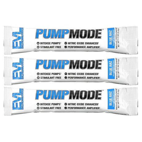 EVLution Nutrition, Pump Mode, Blue Raz, 3 Sticks, 0.3 oz (9.2 g) Each - Supply Center USA