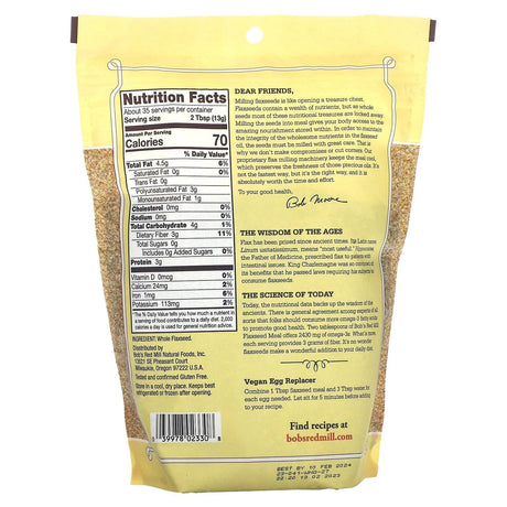 Bob's Red Mill, Premium Whole Ground Flaxseed Meal, 1 lb (453 g) - Supply Center USA