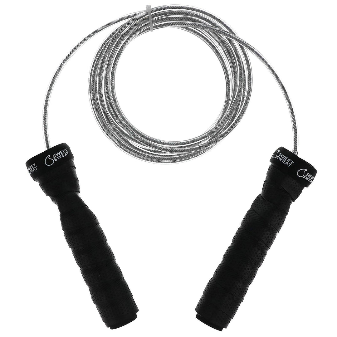 Sports Research, Sweet Sweat Cable Jump Rope, Black, 10 ft, 1 Jump Rope - HealthCentralUSA