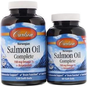 Carlson Labs, Norwegian, Salmon Oil Complete, 120 + 60 Free Soft Gels - Supply Center USA