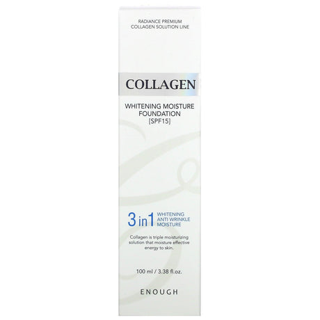 Enough, Collagen, Whitening Moisture Foundation, SPF 15, #21, 3.38 fl oz (100 ml) - Supply Center USA