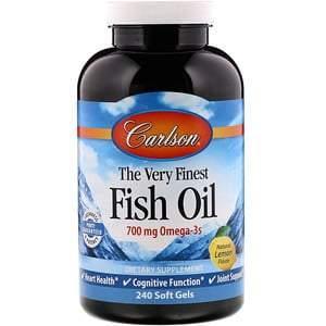 Carlson Labs, The Very Finest Fish Oil, Natural Lemon Flavor, 700 mg, 240 Soft Gels - Supply Center USA