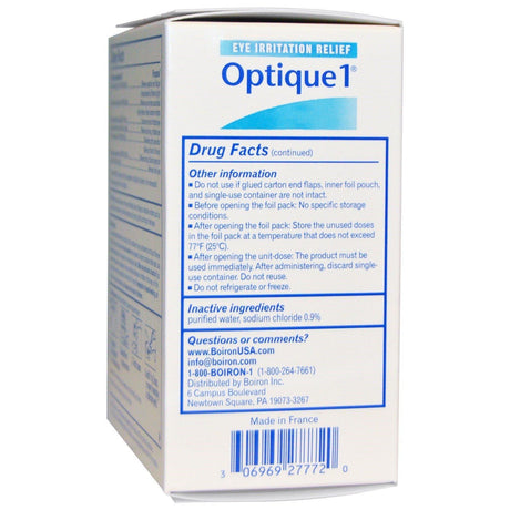 Boiron, Optique 1, Eye Irritation Relief, 30 Doses, 0.013 fl oz Each - Supply Center USA