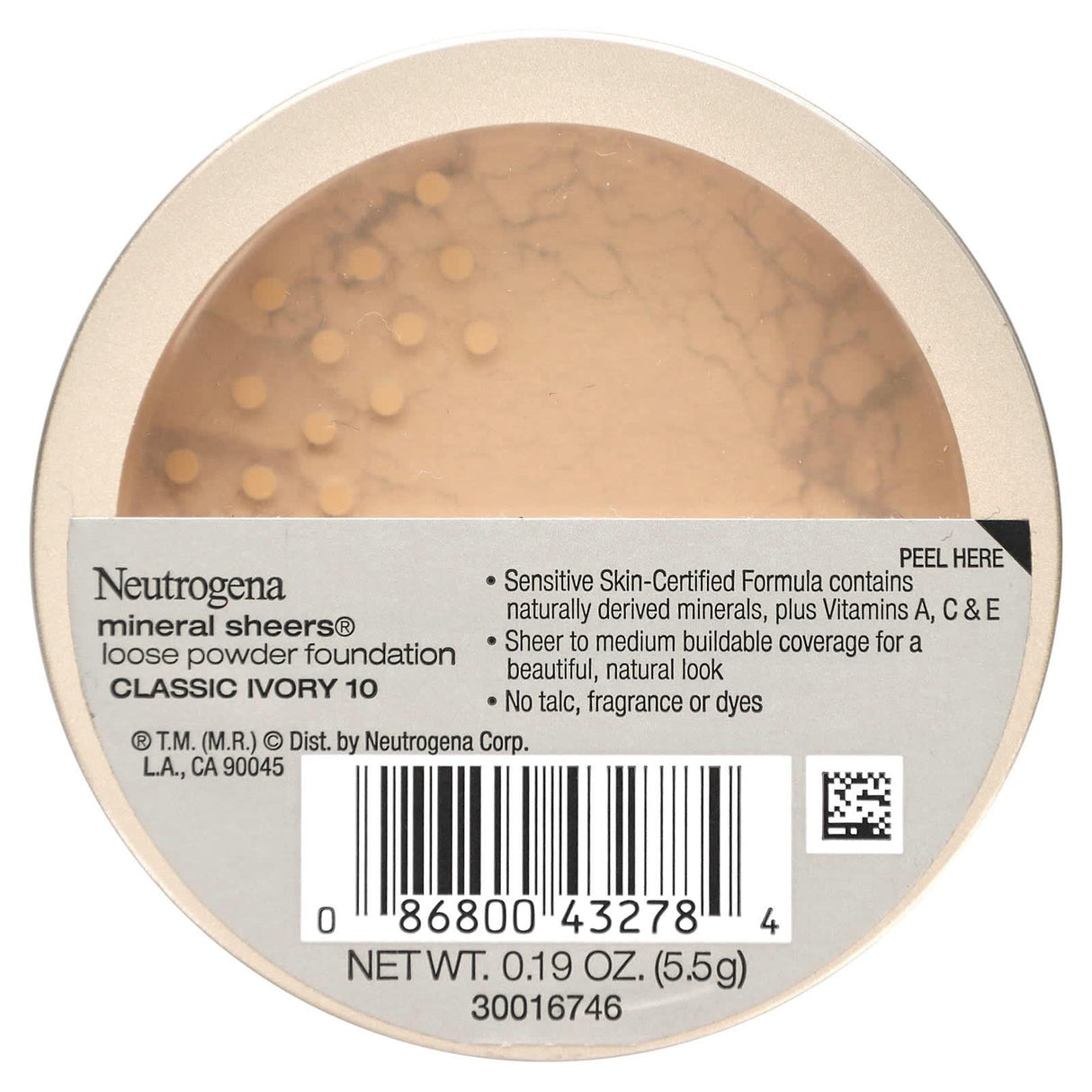 Neutrogena, Mineral Sheers, Loose Powder Foundation, Classic Ivory 10, 0.19 oz (5.5 g) - Supply Center USA