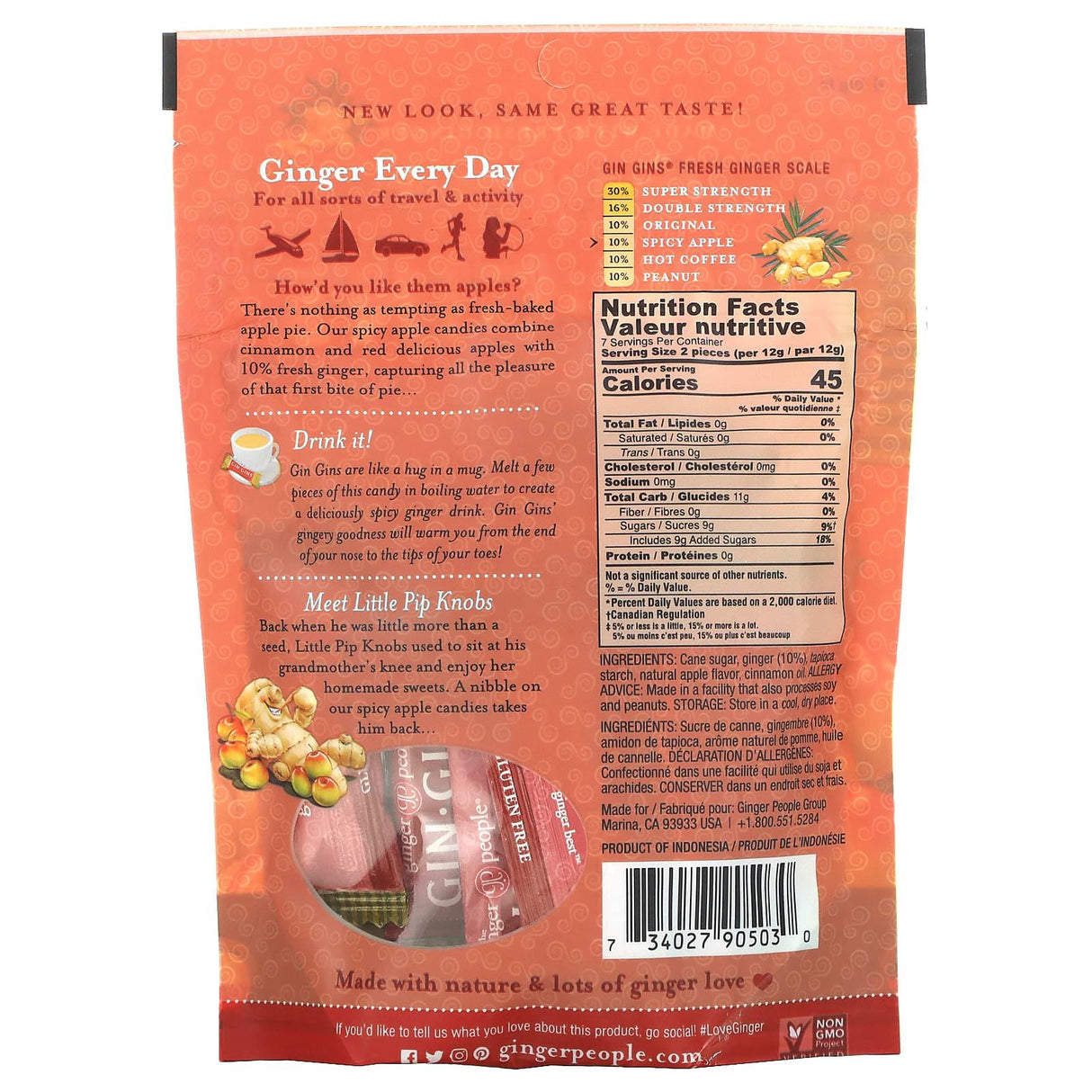 The Ginger People, Gin·Gins, Chewy Ginger Apple Candy, Spicy Apple, 3 oz (84 g) - Supply Center USA